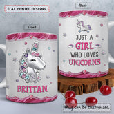 Personalized Unicorn Mug A Girl Who Loves Unicorns